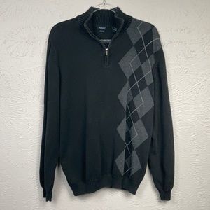 Van Heusen Black Argyle Pullover Sweater Size L